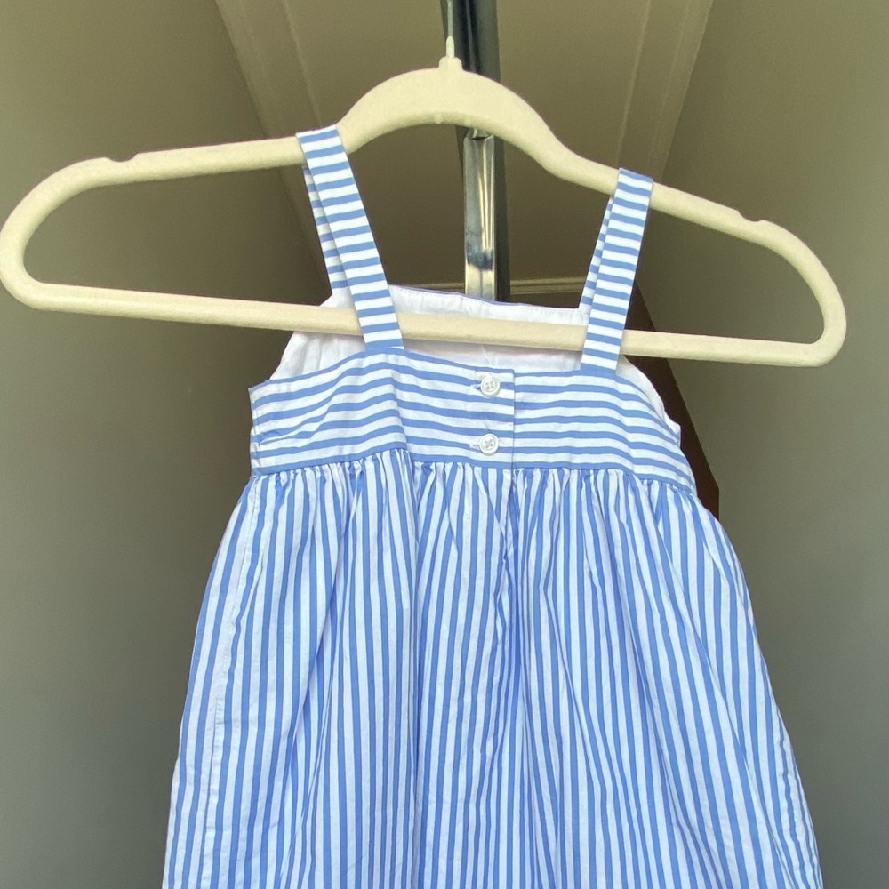 Janie and jack Kids dress size 2t  light blue strips with and bow - Picture 5 of 5